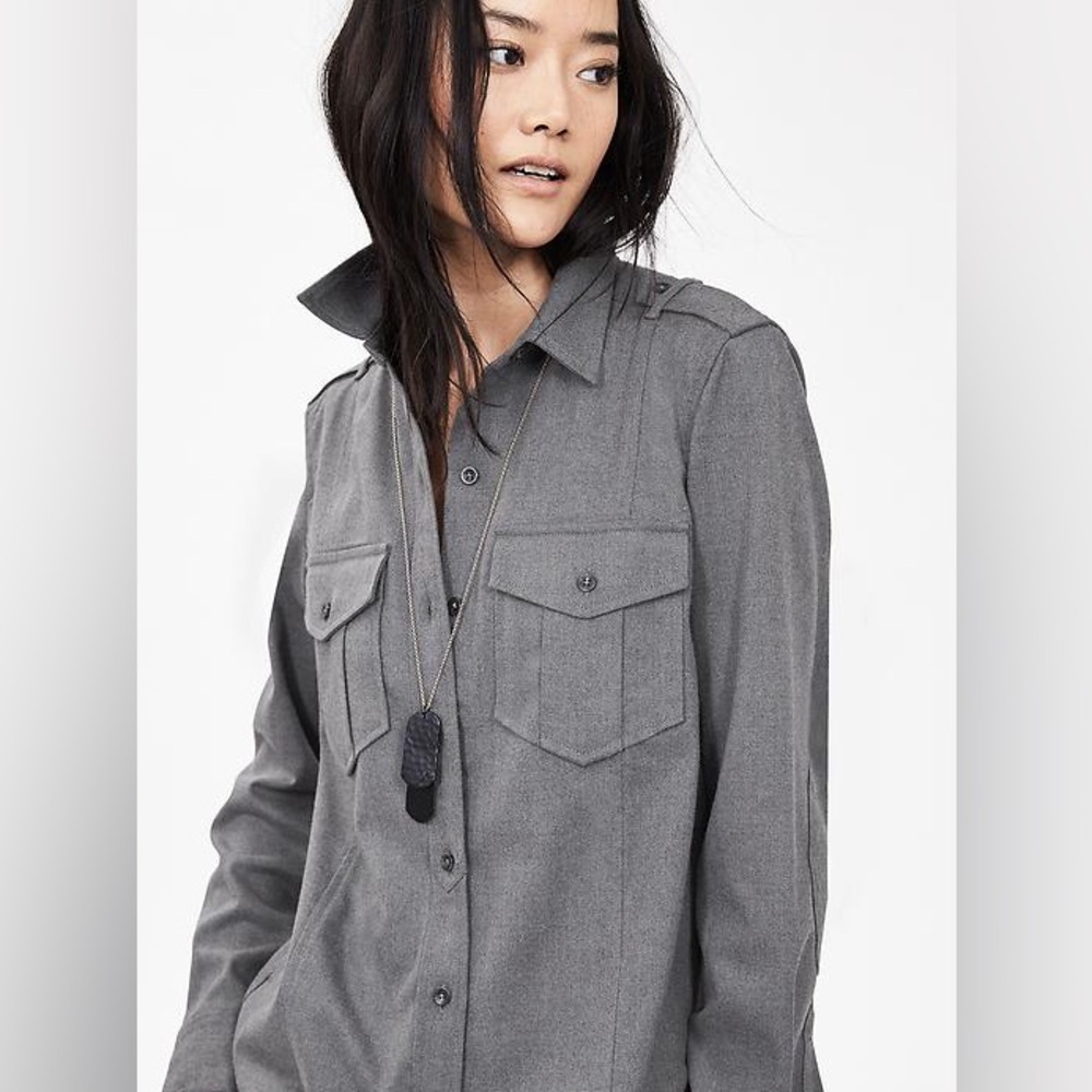 BANANA REPUBLIC Heritage Collection Gray Wool Military Shirt/Jacket Shacket M